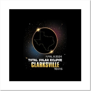 Clarksville Texas Total Solar Eclipse 2024 Posters and Art